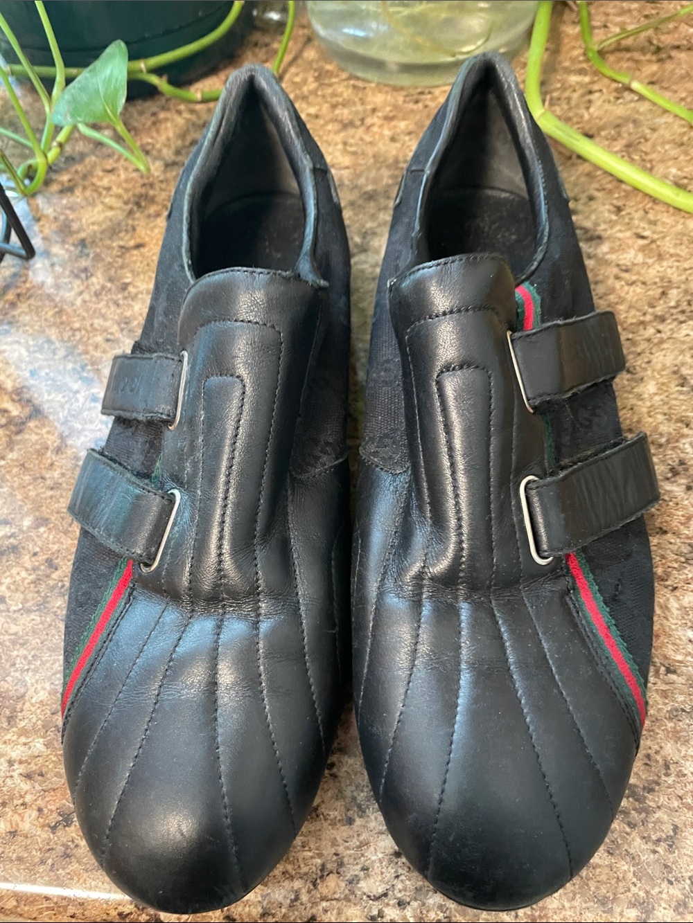 Men's Black Leather Slip-On Loafers with Subtle Stripe Detail